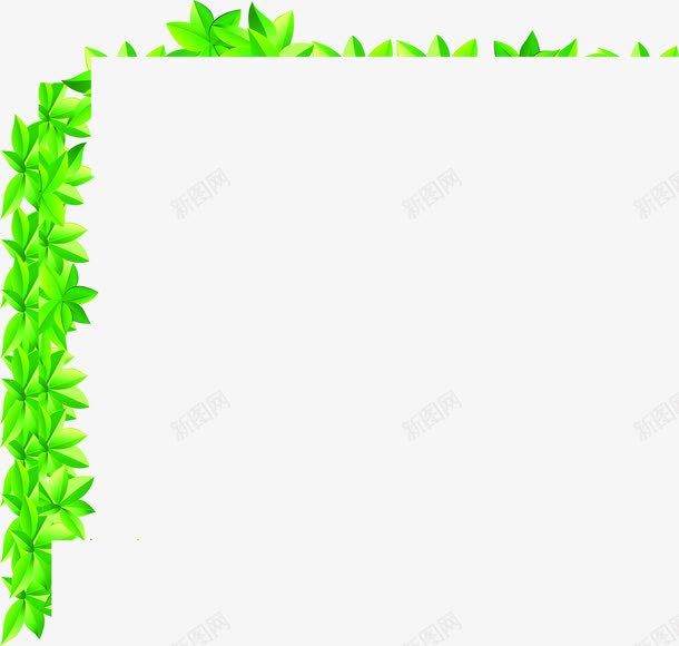 绿色树叶边框创意手绘png免抠素材_新图网 https://ixintu.com 创意 树叶 绿色 边框