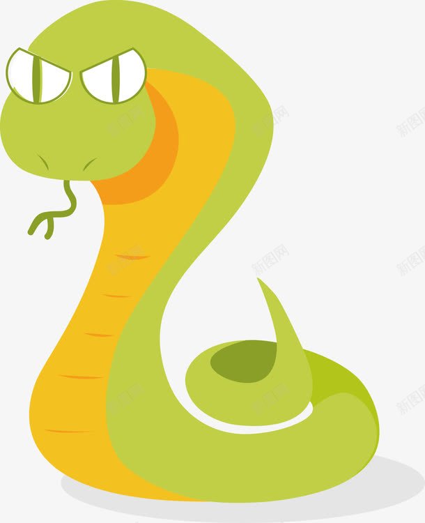 卡通蛇png免抠素材_新图网 https://ixintu.com 冷血动物 扁平化蛇 毒蛇 盘卧的蛇 绿色