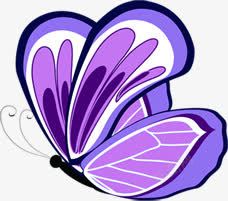 紫色手绘卡通蝴蝶素材
