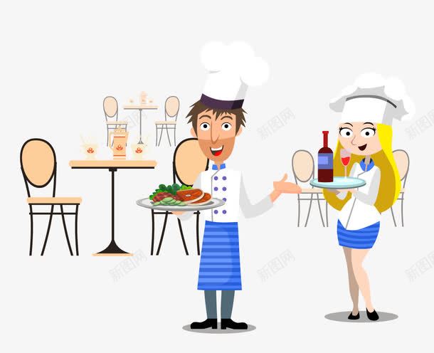厨师和餐厅矢量图ai免抠素材_新图网 https://ixintu.com 厨娘 女厨师 白色厨师服 矢量图 餐桌