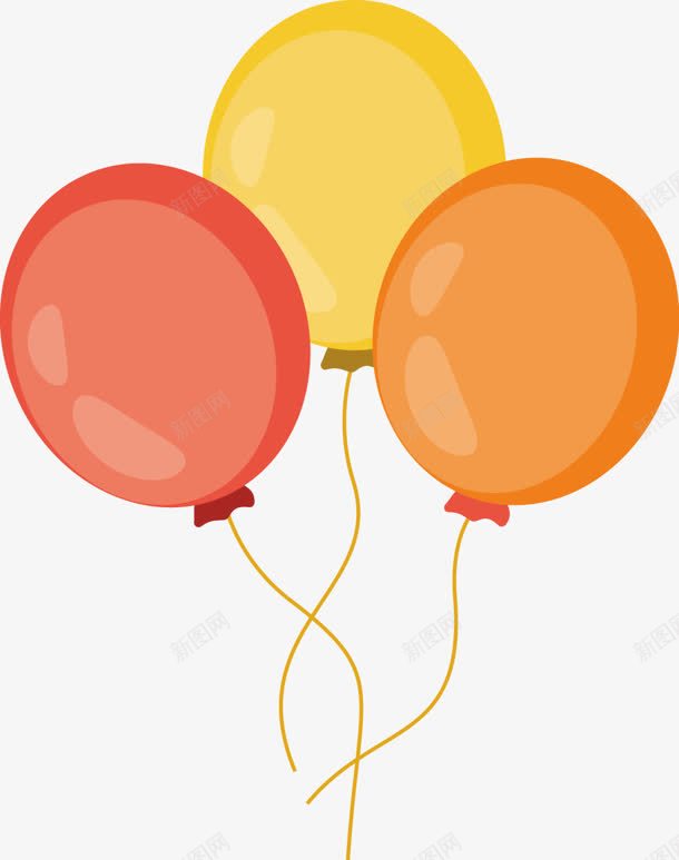 黄色卡通彩色气球装饰png免抠素材_新图网 https://ixintu.com 卡通 彩色 气球 装饰 黄色