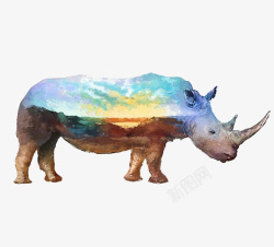 犀牛角彩色犀牛高清图片
