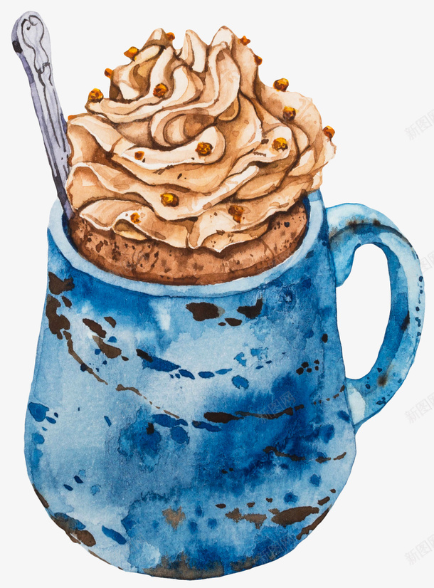 蓝色杯装巧克力冰激淋png免抠素材_新图网 https://ixintu.com 冷饮 夏季 巧克力冰激淋 美味的 蓝色杯子 解暑