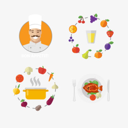 厨师水果和蔬菜矢量图素材