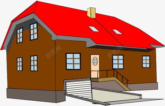 卡通房子png免抠素材_新图网 https://ixintu.com 卡通 小房子 建筑 红砖