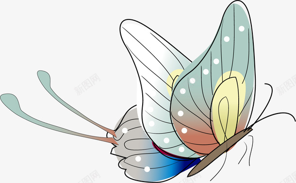手绘彩色蝴蝶矢量图ai免抠素材_新图网 https://ixintu.com 彩色蝴蝶 手绘 飞舞 矢量图
