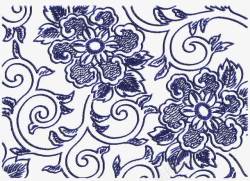 蓝色古风装饰花朵素材
