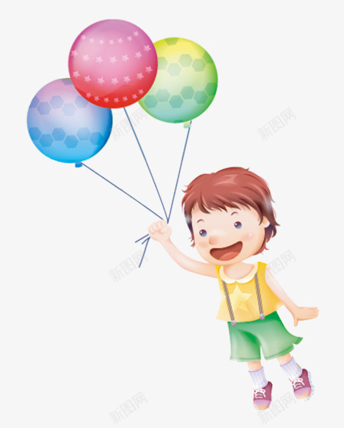 手拿气球儿童png免抠素材_新图网 https://ixintu.com 卡通 女孩 插画 气球 男孩