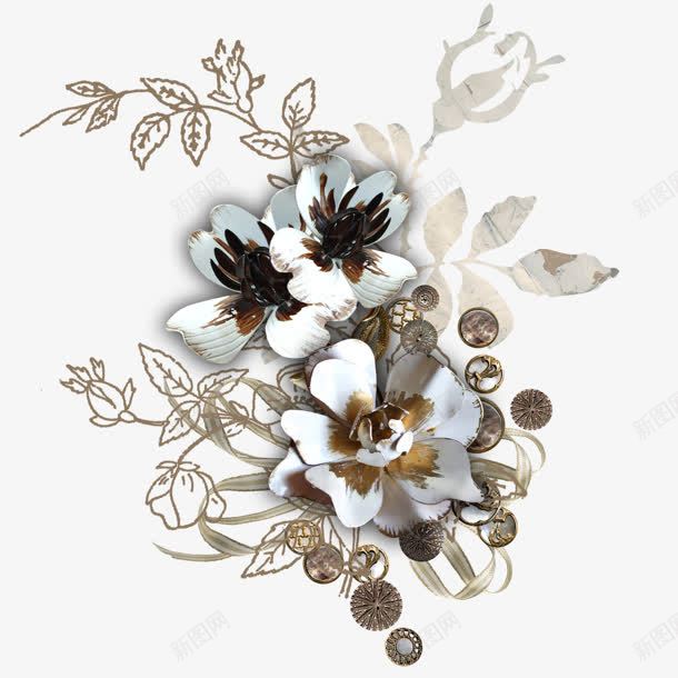 白色花纹花朵装饰png免抠素材_新图网 https://ixintu.com 白色 花朵 花纹 装饰