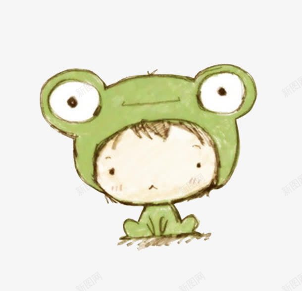青蛙小孩png免抠素材_新图网 https://ixintu.com 大眼睛 小孩 手绘 青蛙
