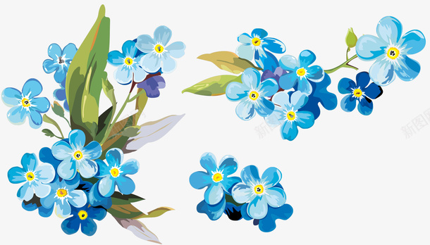 水彩蓝色花卉装饰图案png免抠素材_新图网 https://ixintu.com 水彩 花卉 蓝色 装饰图案