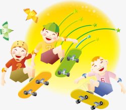 快乐儿童滑板素材