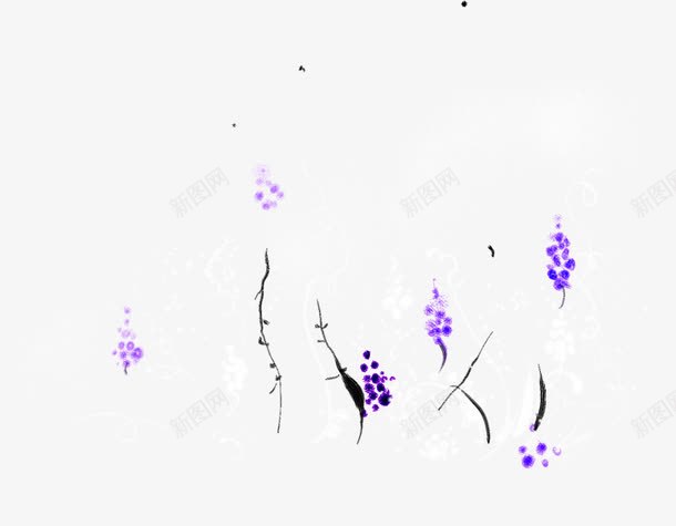 紫色春天手绘花朵植物png免抠素材_新图网 https://ixintu.com 春天 植物 紫色 花朵