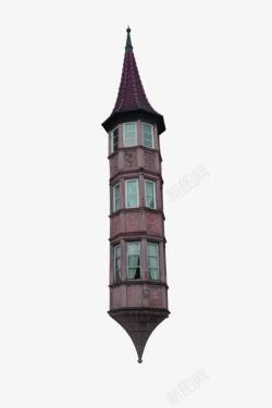 棕色简约塔楼装饰图案素材