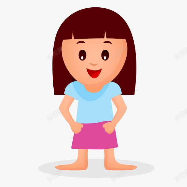 卡通微笑的女孩人物png免抠素材_新图网 https://ixintu.com 人物设计 儿童节 可爱 女孩 微笑