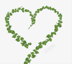 绿叶堆积心形爱情素材