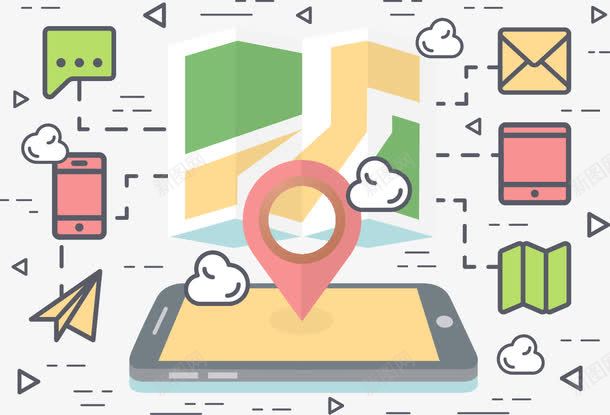 手机定位地图png免抠素材_新图网 https://ixintu.com 地图 定位 手机