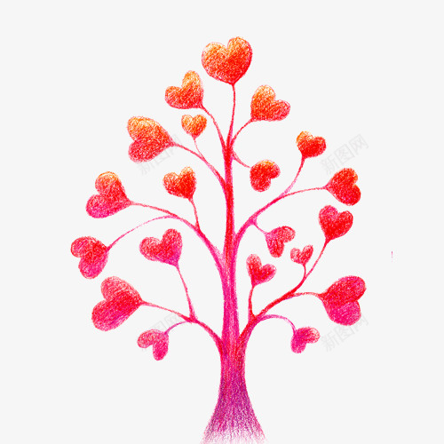 红色心形树png免抠素材_新图网 https://ixintu.com 心形 树形 简画 红色
