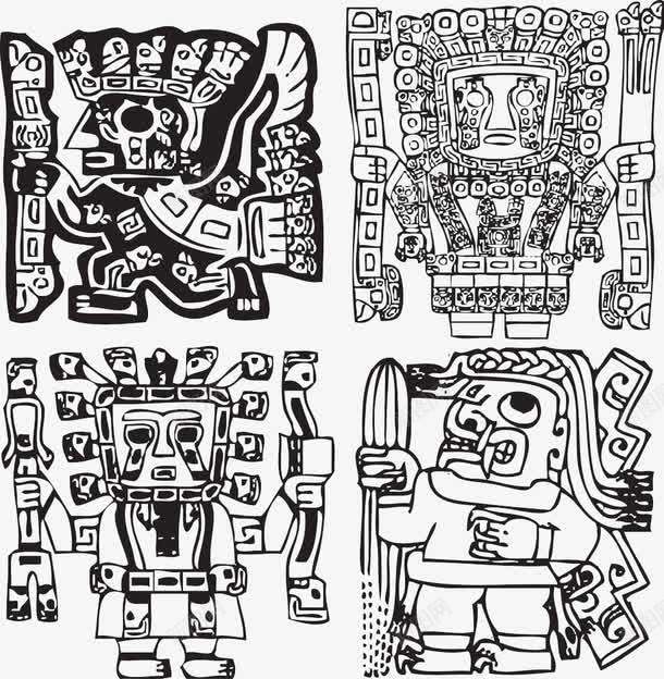 墨西哥古老文化png免抠素材_新图网 https://ixintu.com 墨西哥古老文化 手绘陶像 线条清晰的陶像