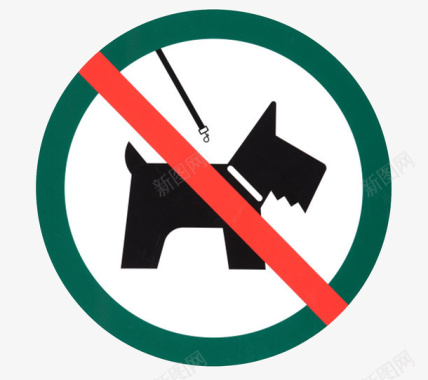 绿色卡通动物警告牌禁止宠物入内图标图标