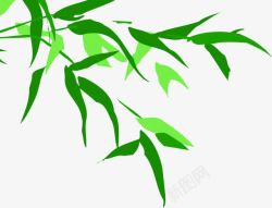 手绘绿色竹叶装饰素材