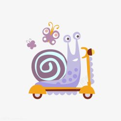 可爱卡通蜗牛骑脚踏车素材
