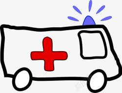 卡通手绘的简单救护车素材