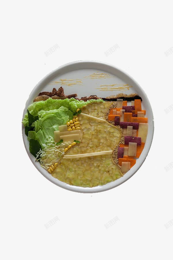 盘子中的蔬菜png免抠素材_新图网 https://ixintu.com 创意 玉米粒 盘子 艺术 蔬菜