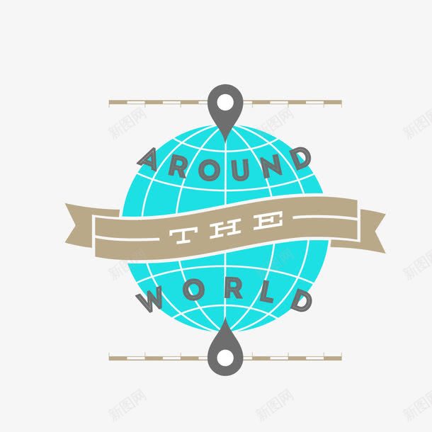 环球旅行标签png免抠素材_新图网 https://ixintu.com 地球 旅行 环球旅行 蓝色 装饰