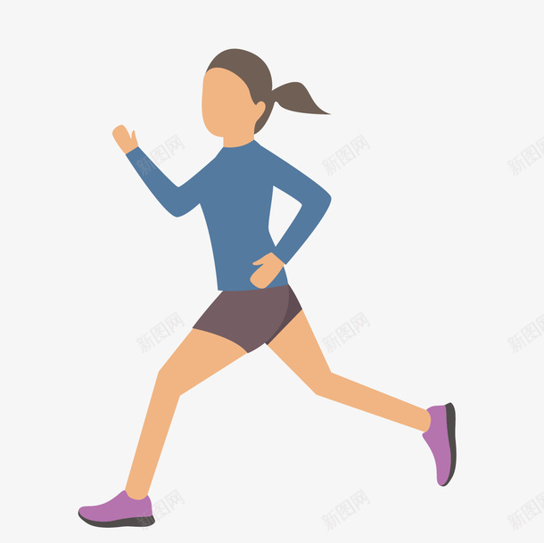 跑步的女孩矢量图eps免抠素材_新图网 https://ixintu.com 女孩 跑步 运动 矢量图