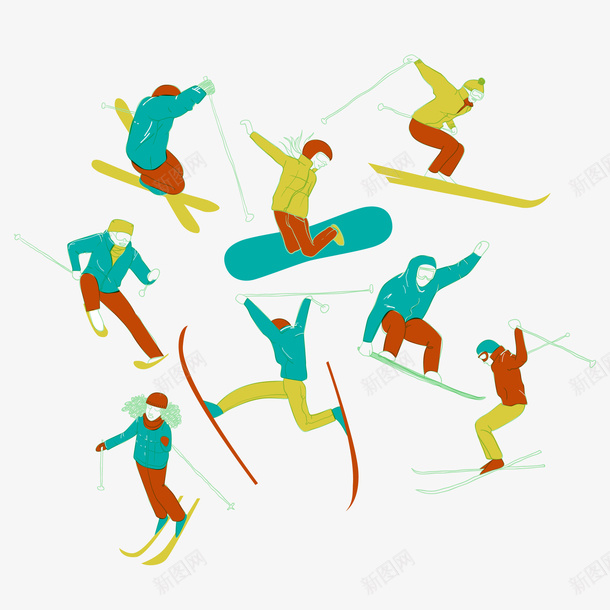 滑雪运动png免抠素材_新图网 https://ixintu.com 300像素图 AI图免抠 大图免抠 手绘 滑雪 高清免抠