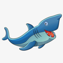 蓝色质感卡通鲨鱼可爱矢量图素材