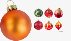 橙色圣诞球和红绿粉圣诞球素材