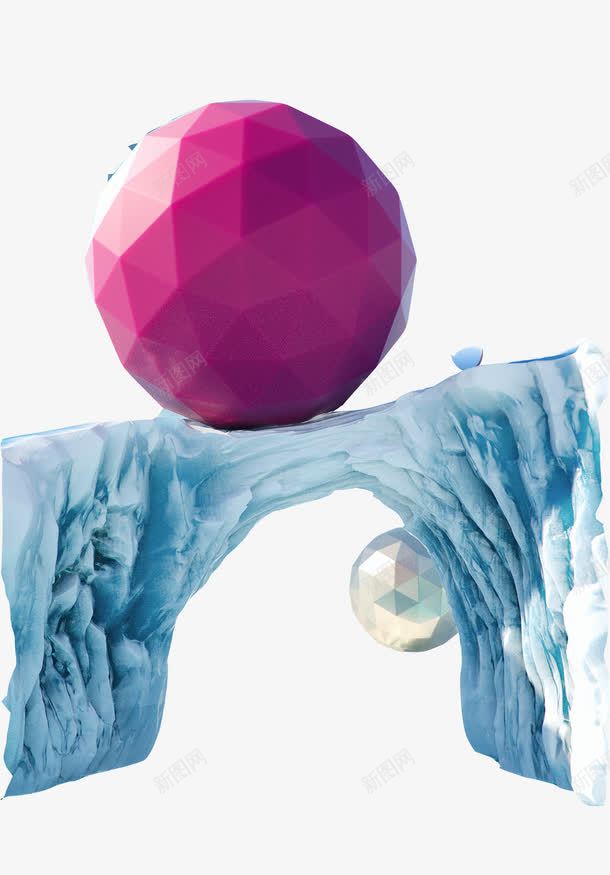 冰川上的红球png免抠素材_新图网 https://ixintu.com 冰川 球 红色 质感