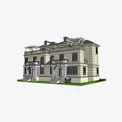 冬青草图模型英式别墅模型高清图片
