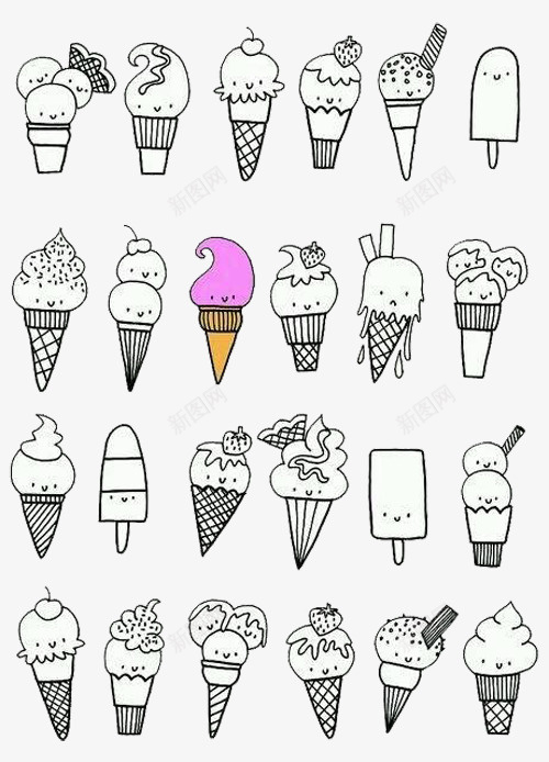 手绘冰淇淋图标png_新图网 https://ixintu.com ppt 冰淇淋 图标 手绘