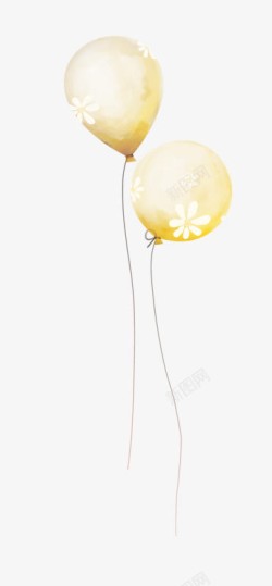 手绘淡黄气球素材