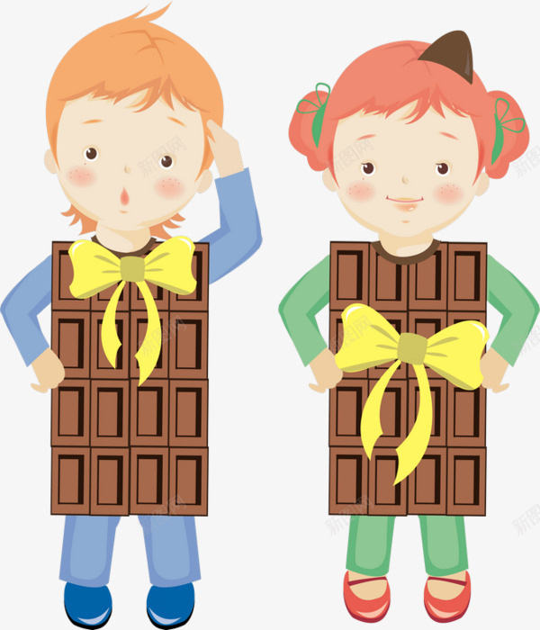 2017巧克力宣传男孩女孩png免抠素材_新图网 https://ixintu.com 巧克力女孩 巧克力宣传 巧克力男孩 巧克力衣服
