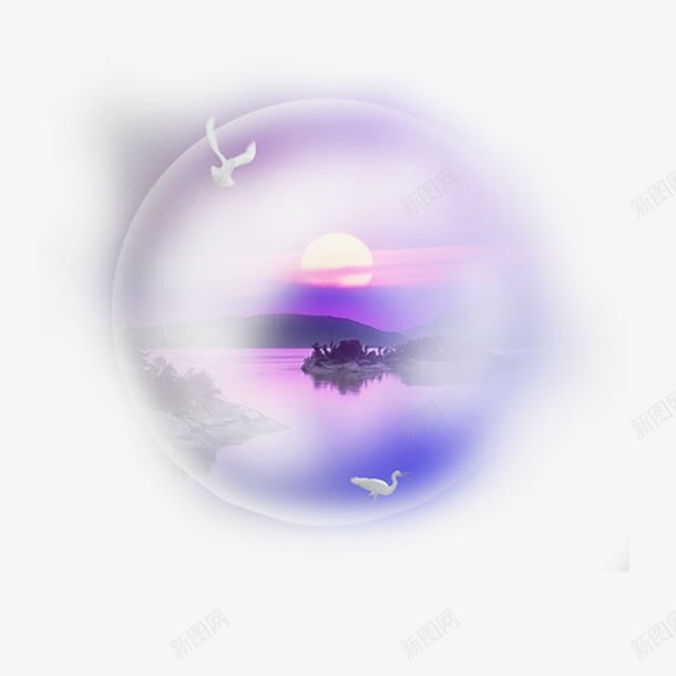 紫色气泡风景png免抠素材_新图网 https://ixintu.com 气泡 紫色 风景