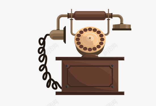 电话png免抠素材_新图网 https://ixintu.com 复古电话 拨盘电话 棕色 老式电话