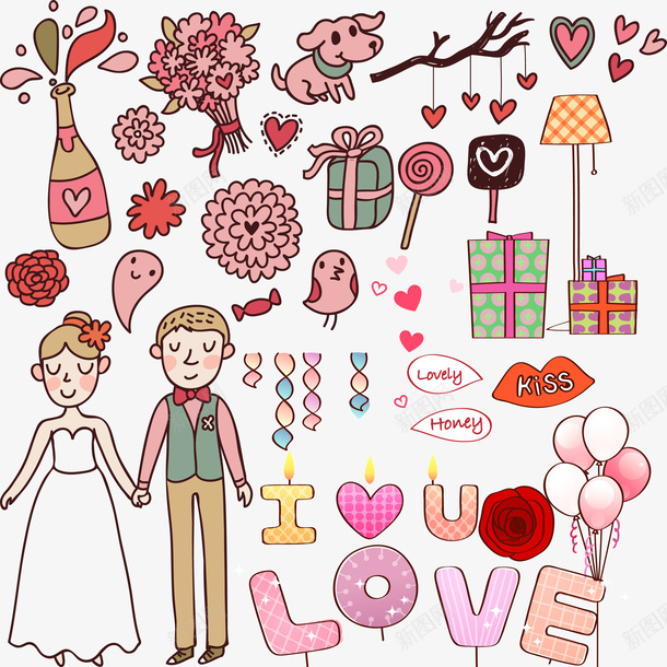 爱情卡通图标psd免抠素材_新图网 https://ixintu.com 卡通图标 彩色 气球 爱情