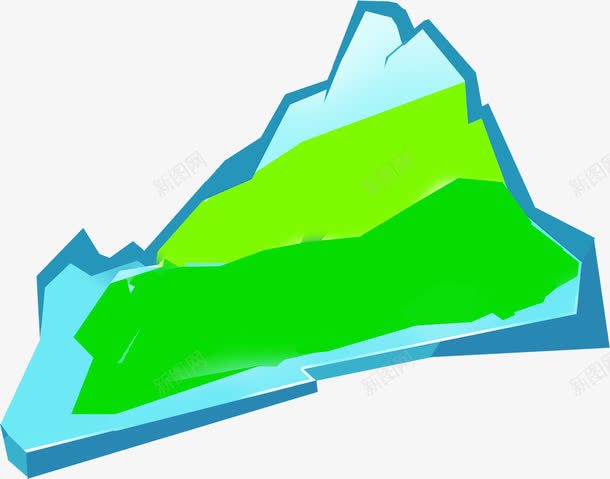 蓝色精美手绘山峰png免抠素材_新图网 https://ixintu.com 山峰 精美 蓝色