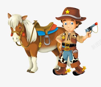 卡通版的拿枪的骑士和马png免抠素材_新图网 https://ixintu.com 卡通 枪 马 骑士
