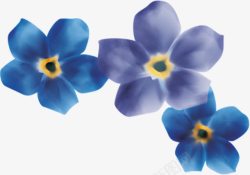 蓝色水墨花朵装饰素材