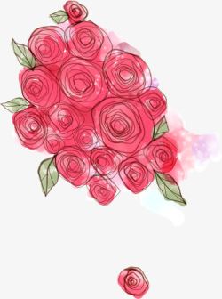 红色玫瑰手绘展架素材