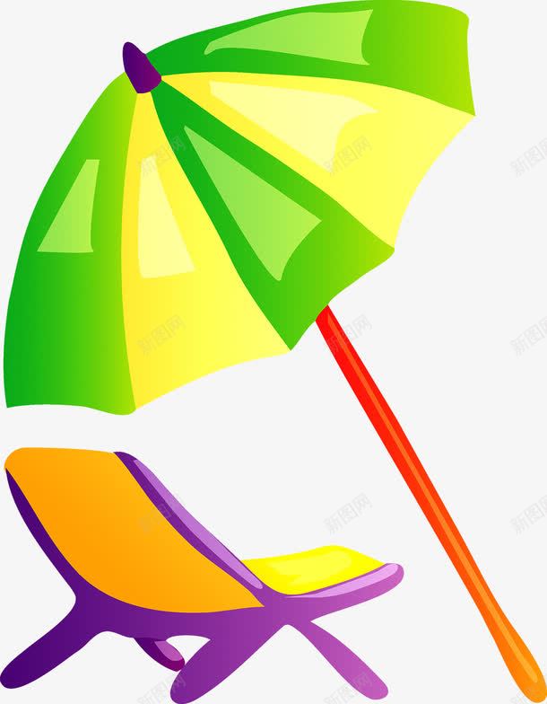 沙滩躺椅png免抠素材_新图网 https://ixintu.com 太阳伞 晒太阳 沙滩 躺椅