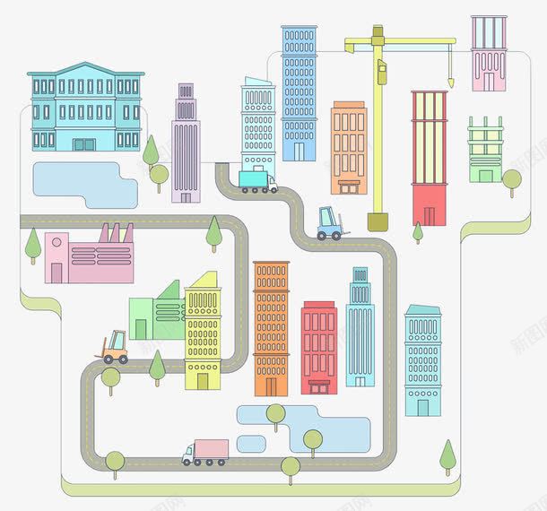 手绘城市地图png免抠素材_新图网 https://ixintu.com 地图 城市 手绘