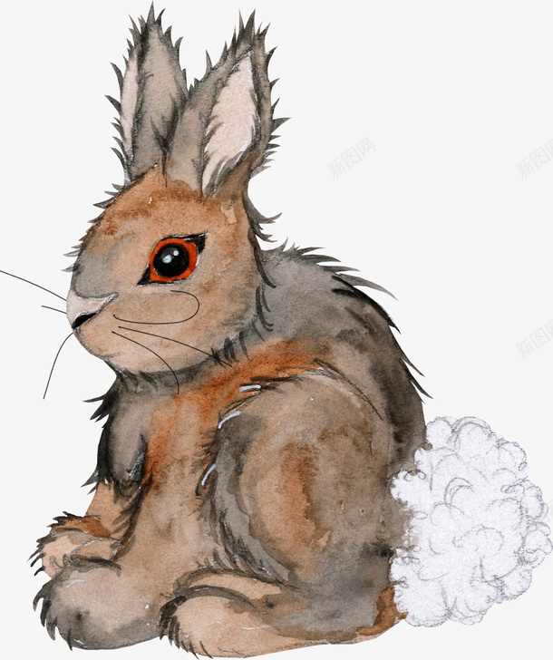 手绘卡通兔子png免抠素材_新图网 https://ixintu.com 儿童插画 兔子 动物 卡通 彩绘 手绘