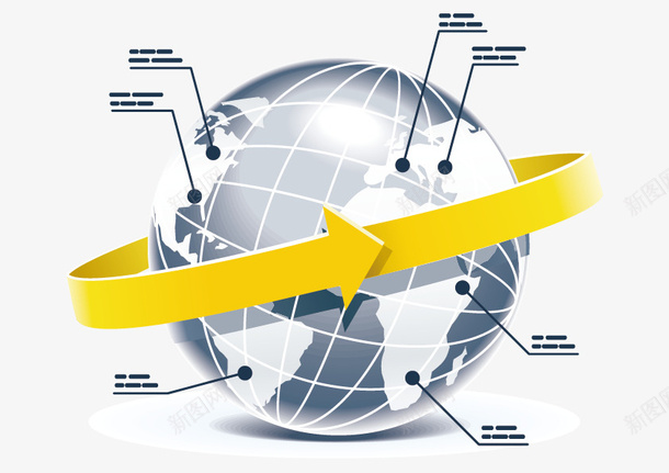 地球标志矢量图ai免抠素材_新图网 https://ixintu.com 地球 灰色 箭头 黄色 矢量图