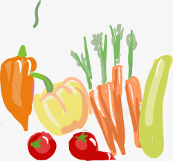 蔬菜胡萝卜西红柿水彩矢量图素材